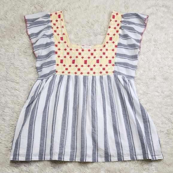 Anthropologie Forever That Girl Basel Embroidered Tunic Blouse US Sz 12 - Picture 4 of 10